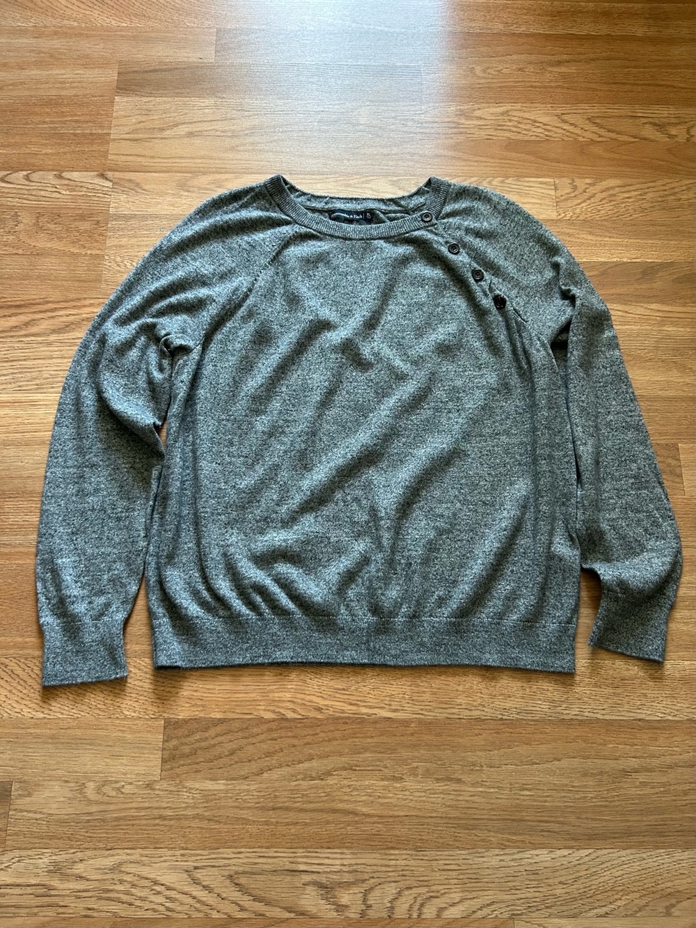 Abercrombie & Fitch Crewneck Sweater Button-Shoulder Gray Size XL